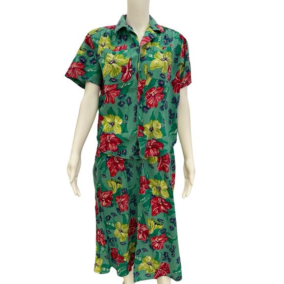 Liz Wear Vintage 80s Green Floral Skirt Petite Small - Picture 10 of 10